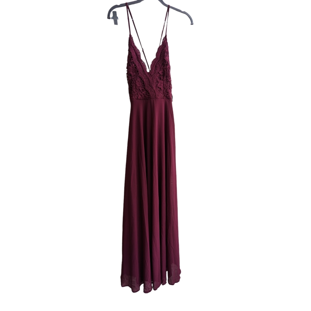 Lulu's Madalyn Burgundy Lace Maxi Dress - Picture 7 of 12